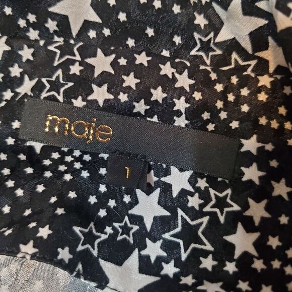 Maje black and White Star Pattern blouse. Long sleeves. Size 1 (Small). - Picture 8 of 13